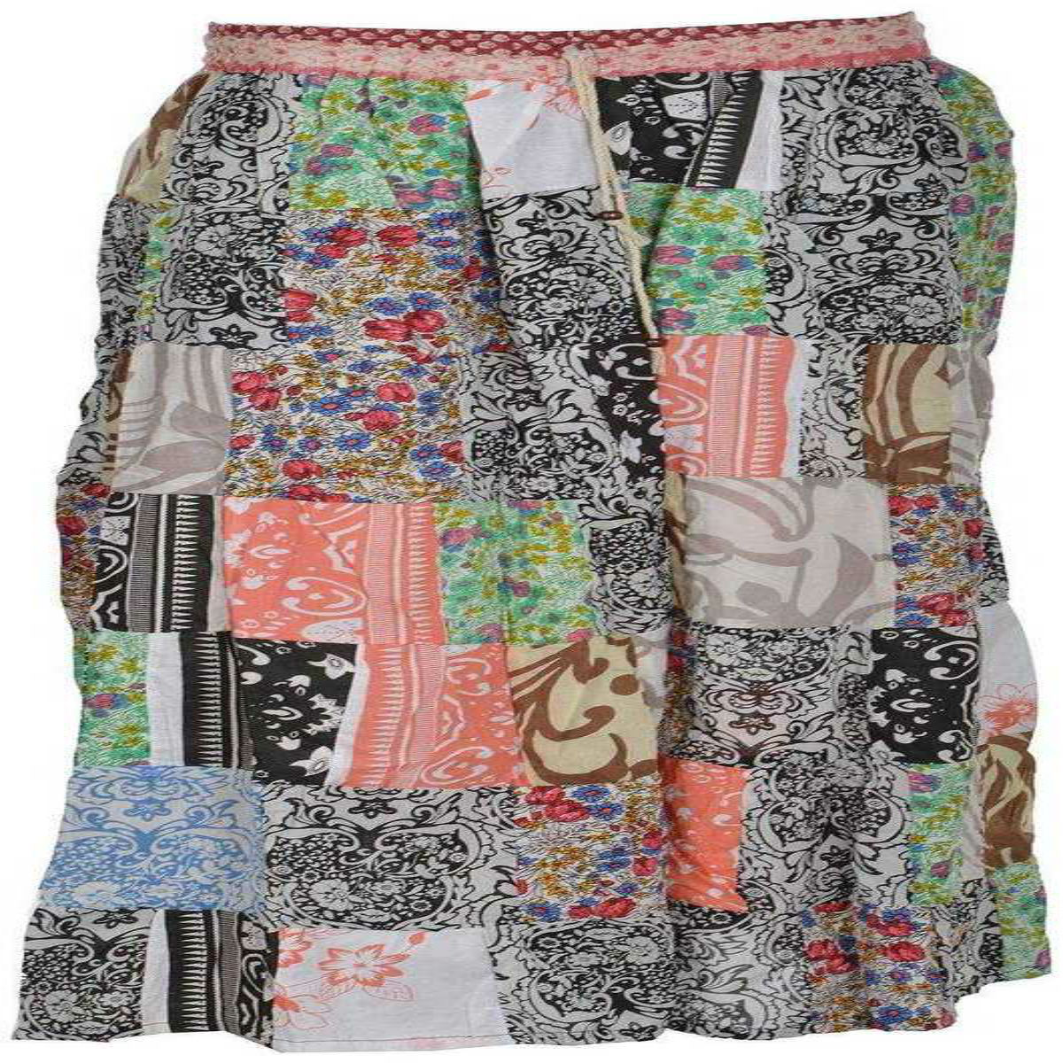 Traditional Patchwork Regular Fit Full Length Cotton Skirt