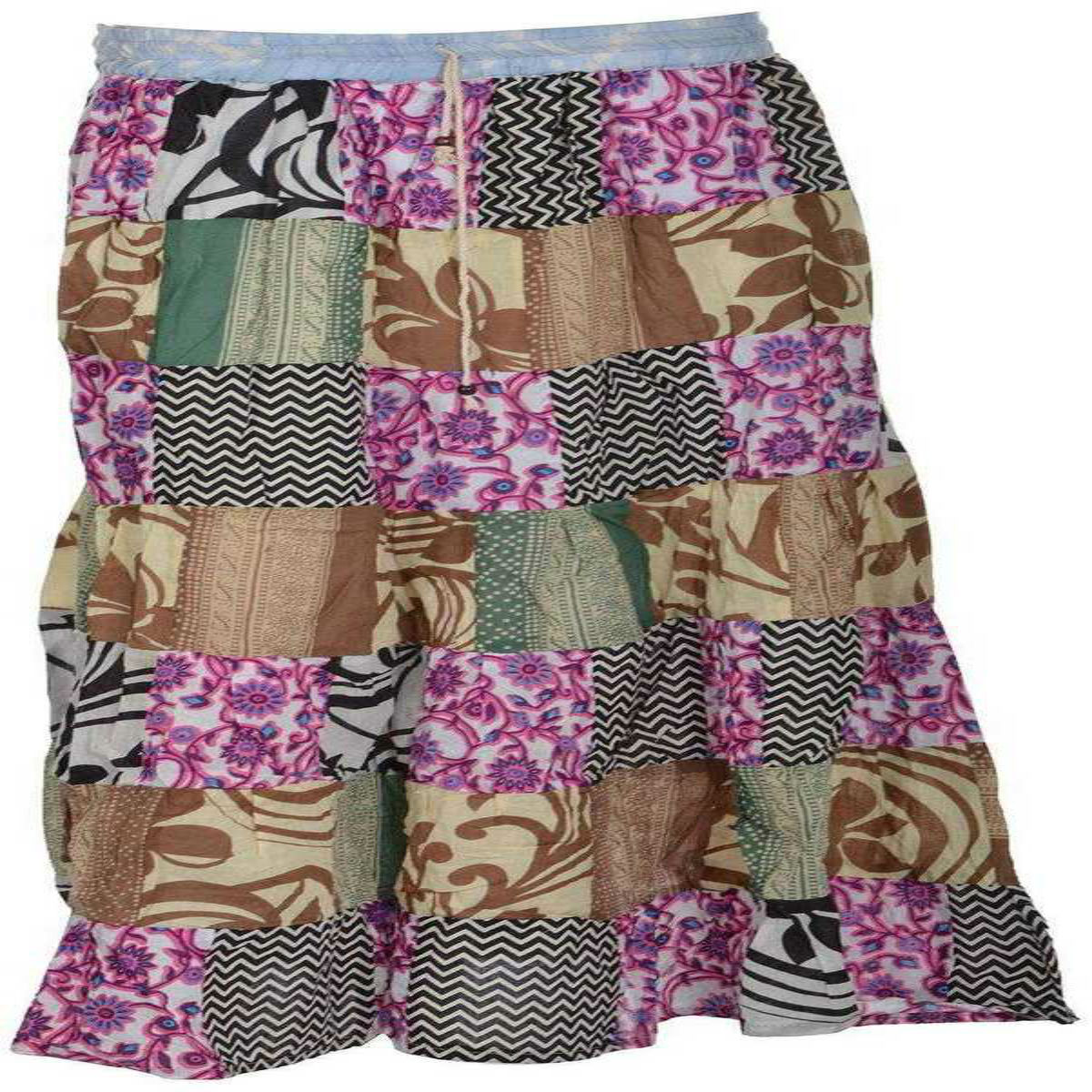 Traditional Patchwork Regular Fit Full Length Cotton Skirt