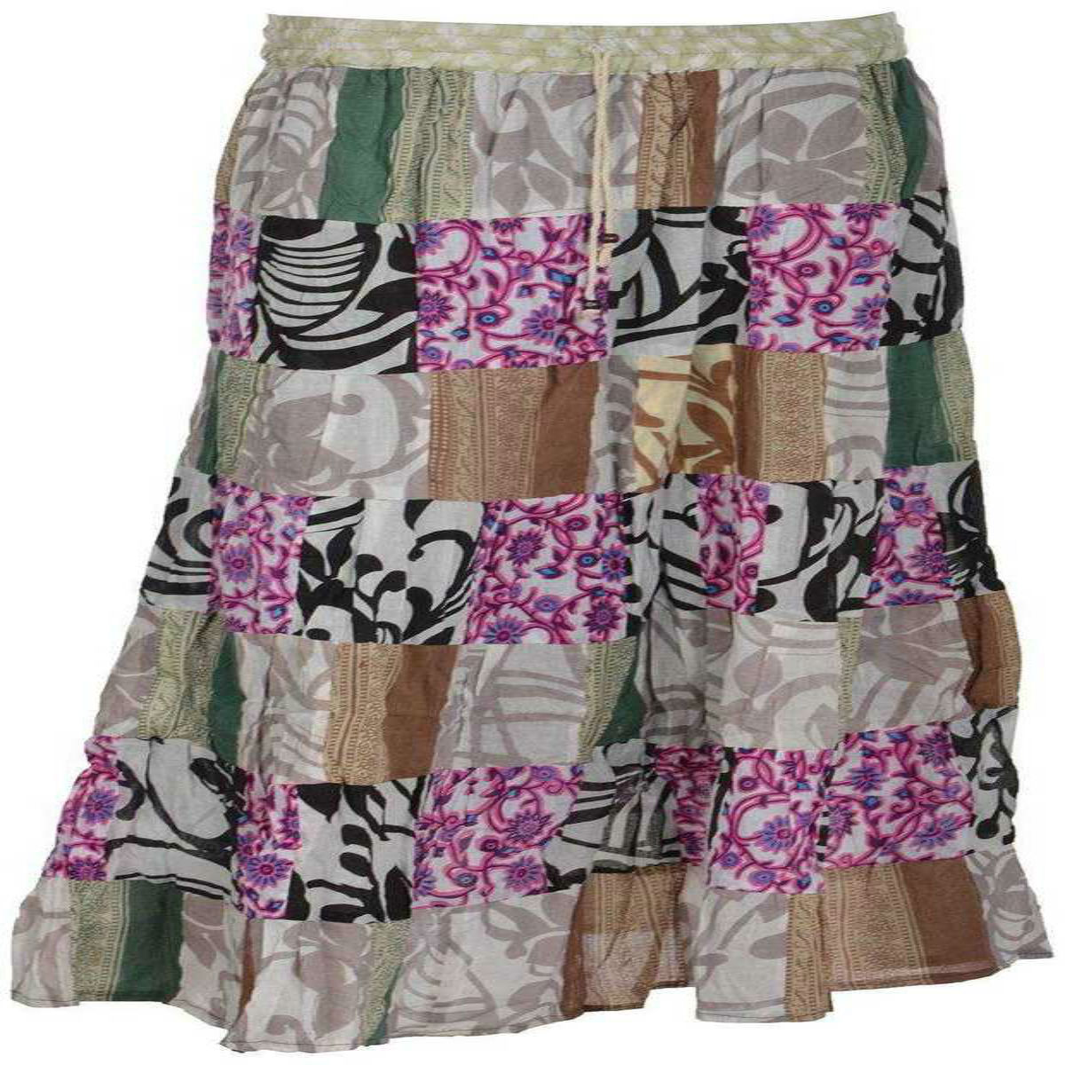 Traditional Patchwork Regular Fit Full Length Cotton Skirt
