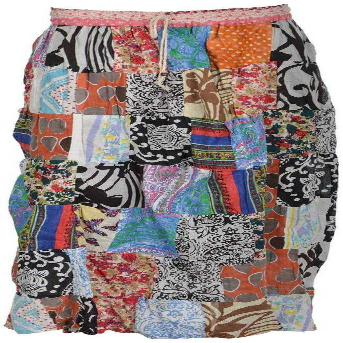 Traditional Patchwork Regular Fit Full Length Cotton Skirt