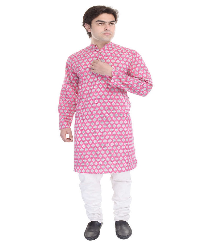 Cotton Straight Printed Men's Kurta