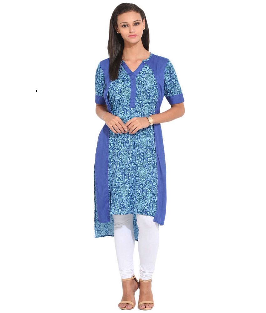 Printed Kurti With Solid Attached Jacket