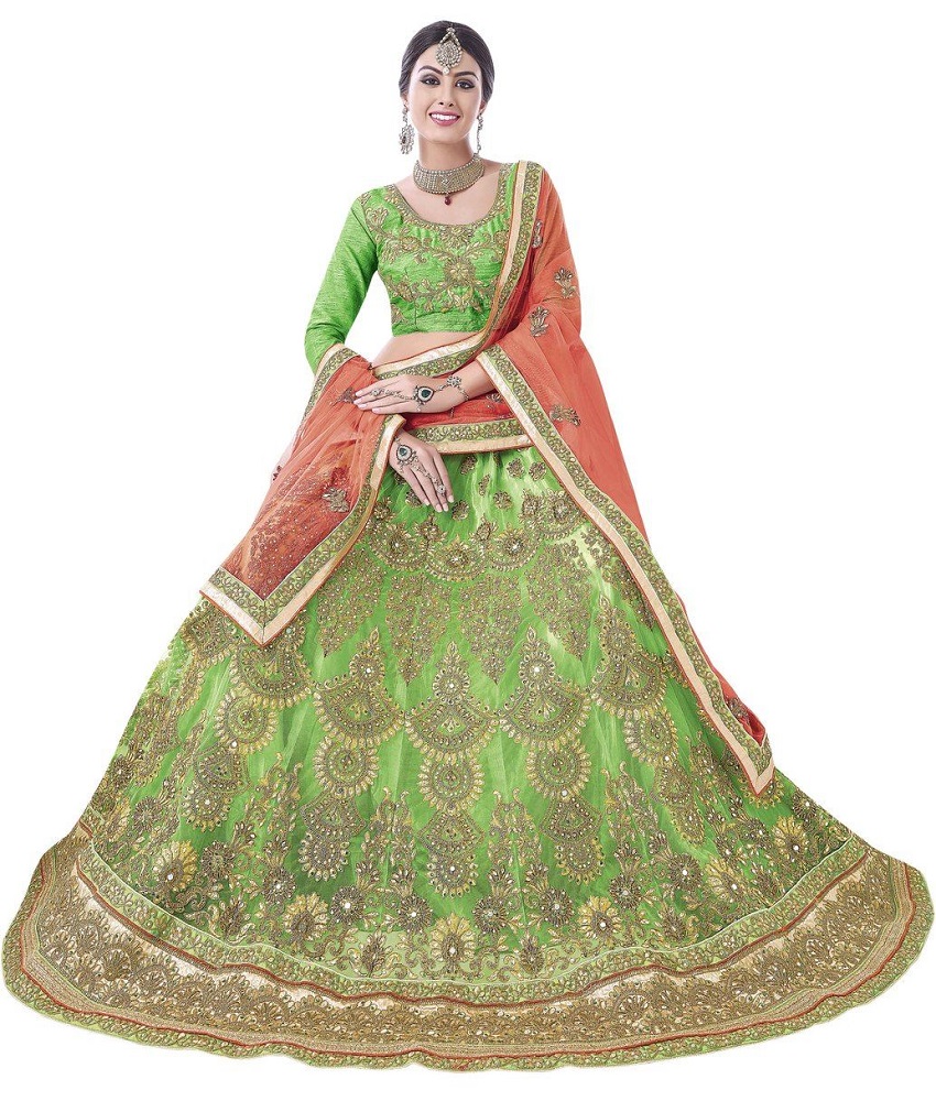 Net Anarkali Embroidery Unstitched Lehenga Choli