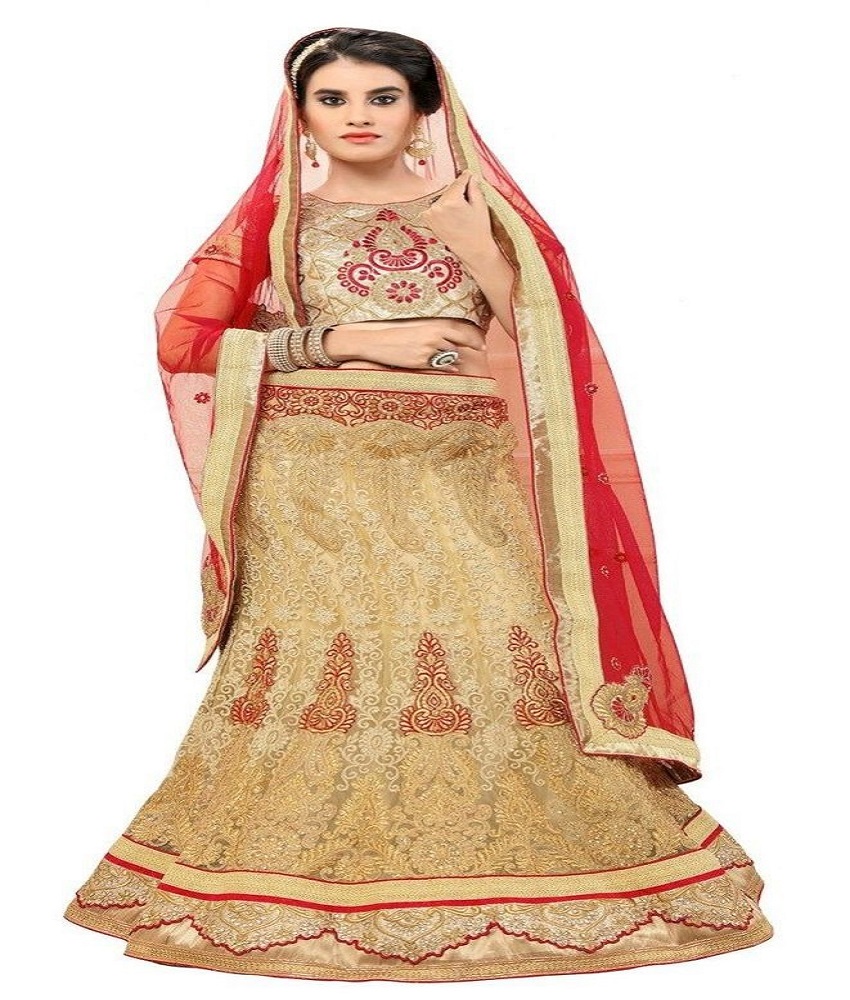 Net Anarkali Embroidery Unstitched Lehenga Choli