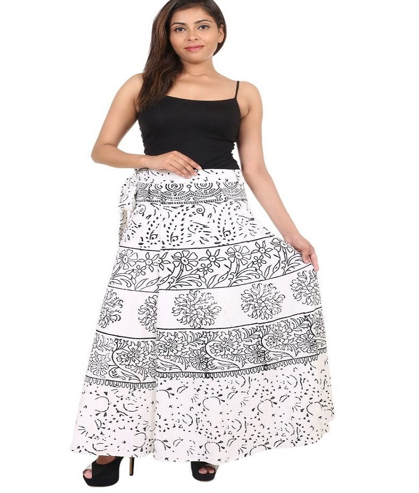 Cotton 40-40 Wrap Around Hand Block Printed Skirt